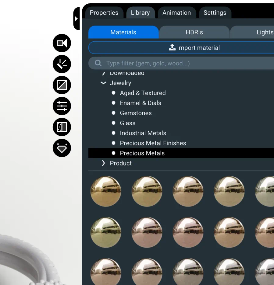 Applying a precious-metal preset to the ring setting