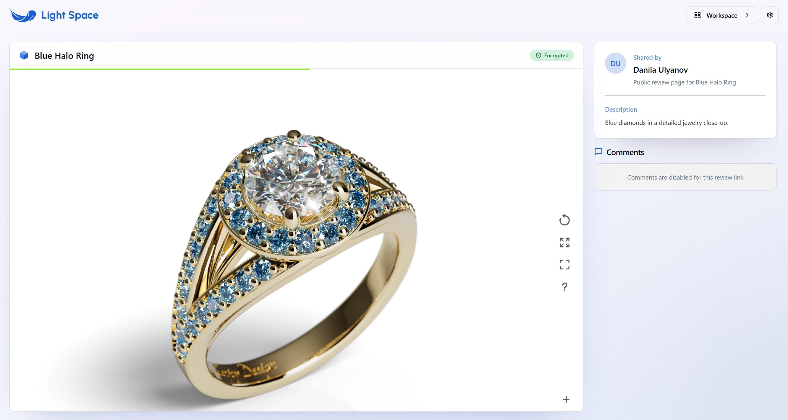 Interactive jewelry review and sharing in Light Space