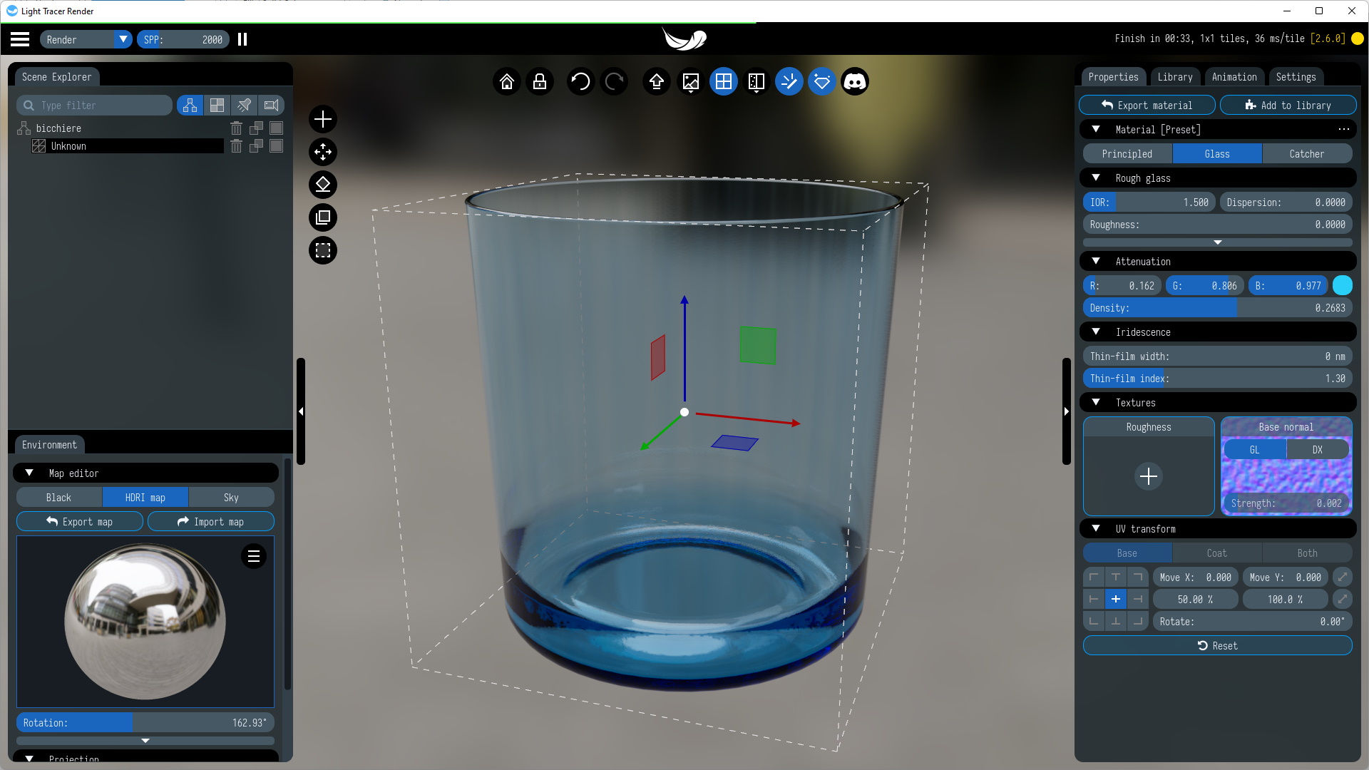 Glass material settings