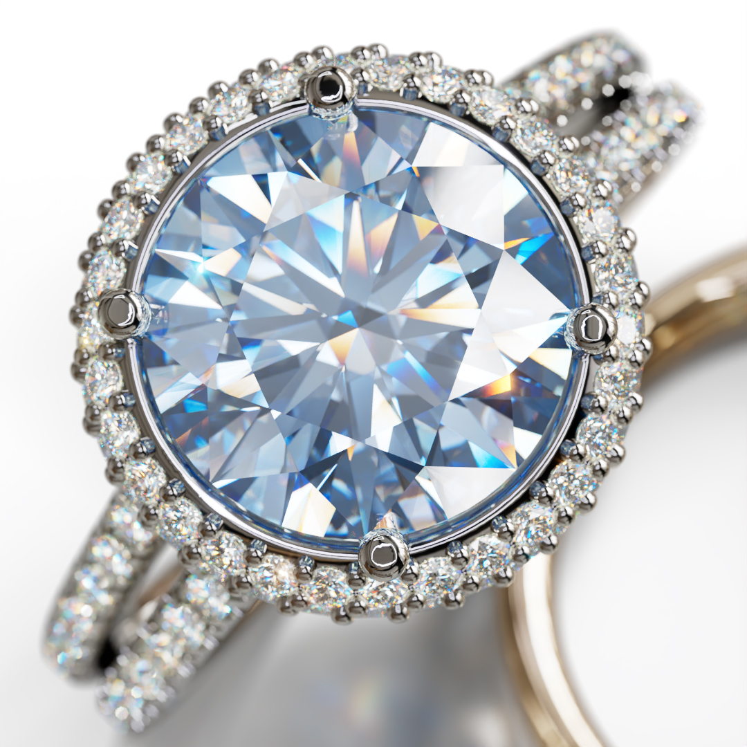 Jewelry rendered with a physical camera and depth of field